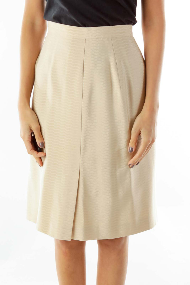 Beige Designer Pencil Skirt