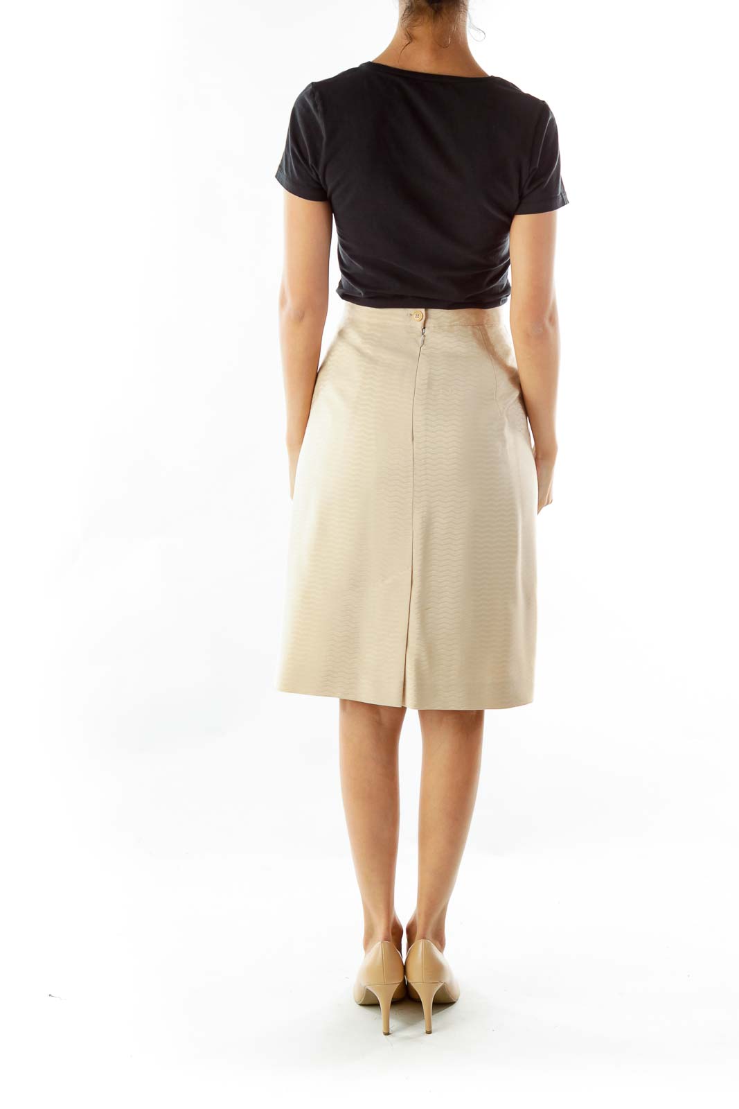 Beige Designer Pencil Skirt