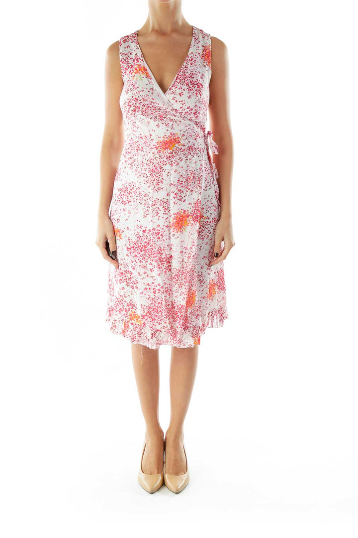 Pink Floral Wrap Day Dress