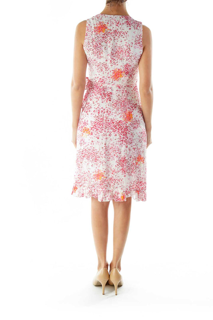 Pink Floral Wrap Day Dress