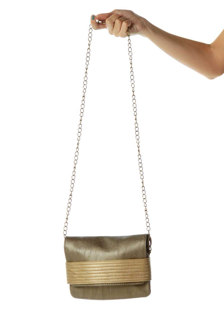 Gold Two-Tone Metallic Crossbody Bag