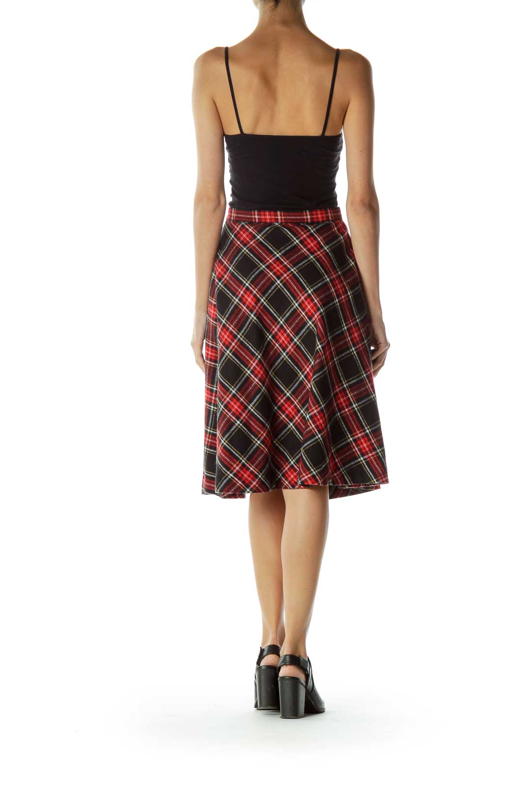 Red Black Plaid A-Line Skirt