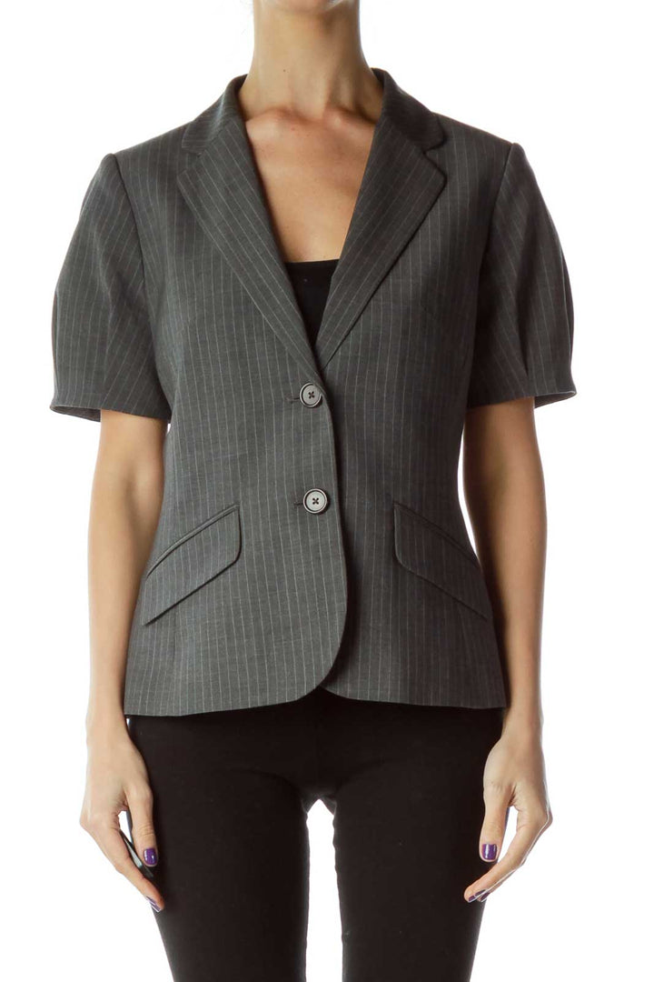 Gray Pinstripe Suit Jacket