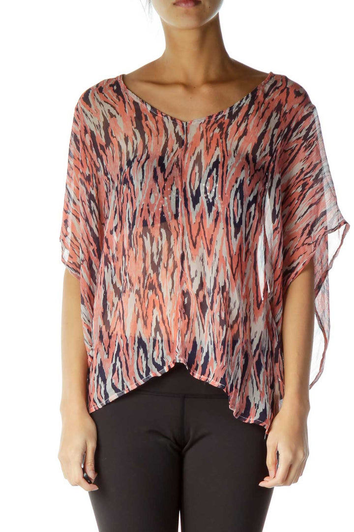 Pink Purple Silk Loose Blouse