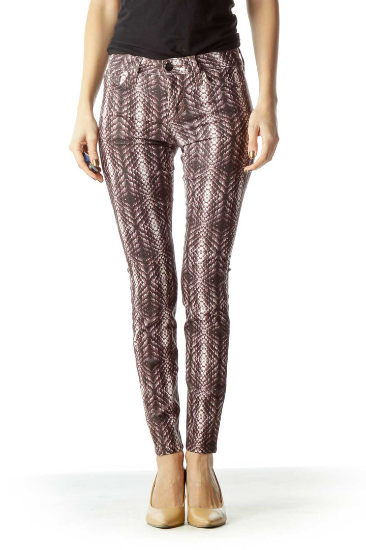 Purple White Snake Skin Skinny Jeans