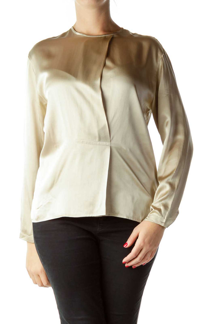 Gold Long Sleeve Silk Blouse