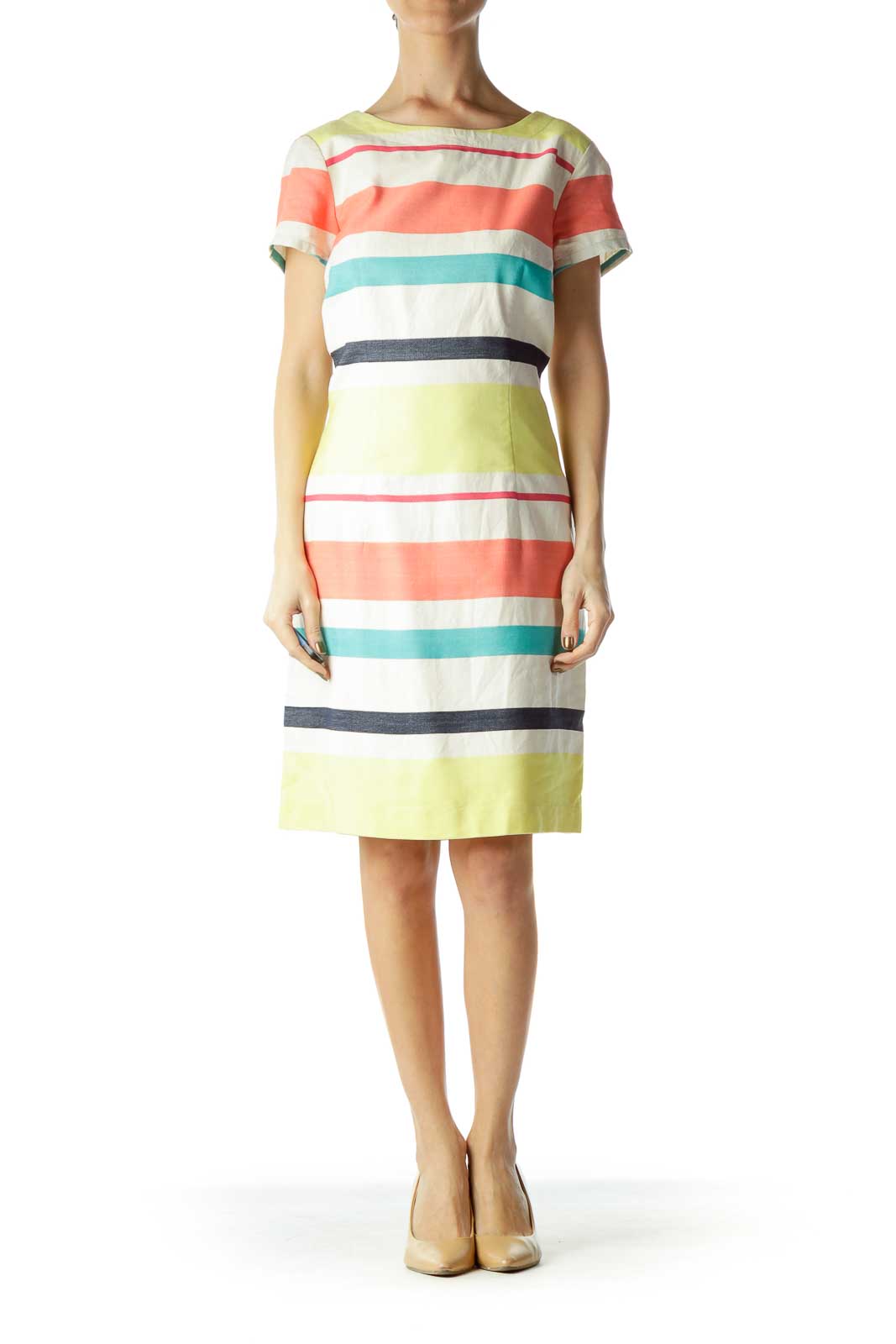 Multicolor Striped Day Shift Dress