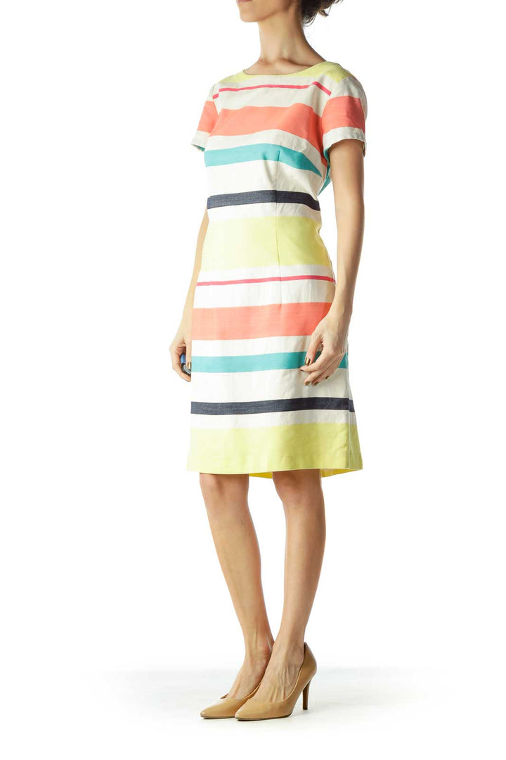 Multicolor Striped Day Shift Dress