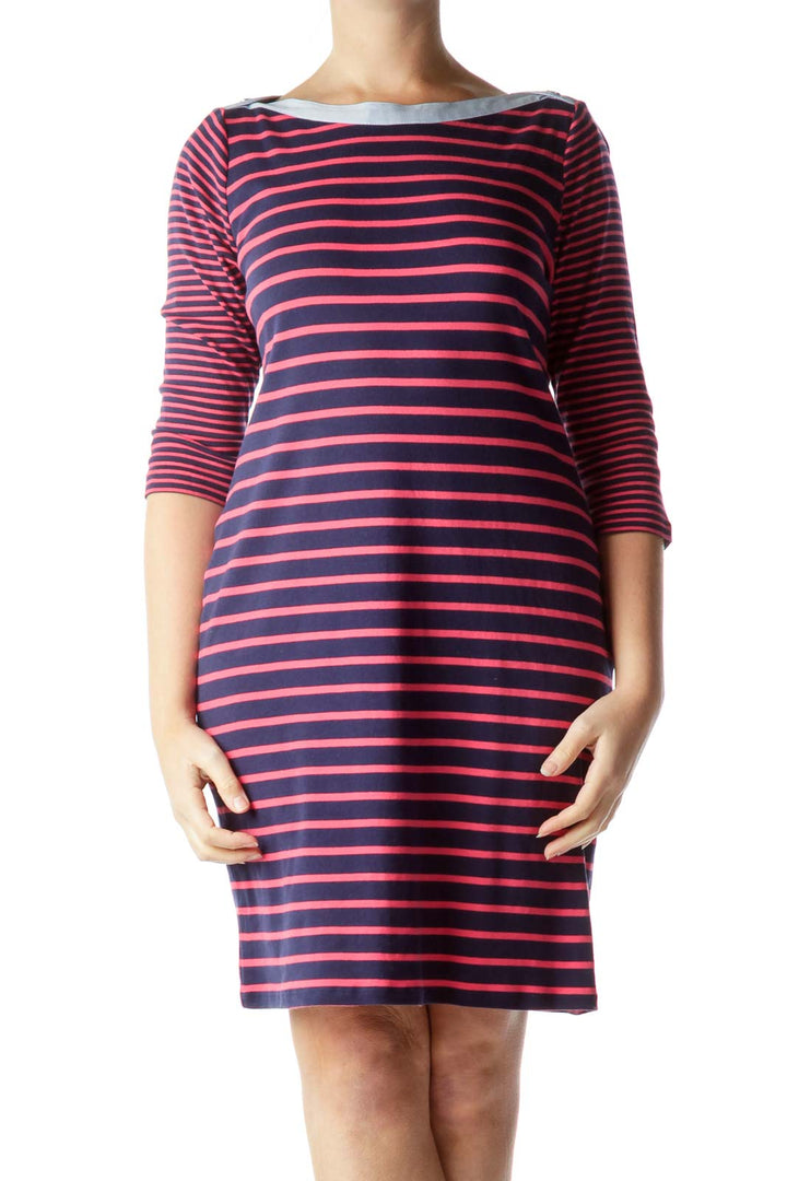 Navy Striped Cotton Dress