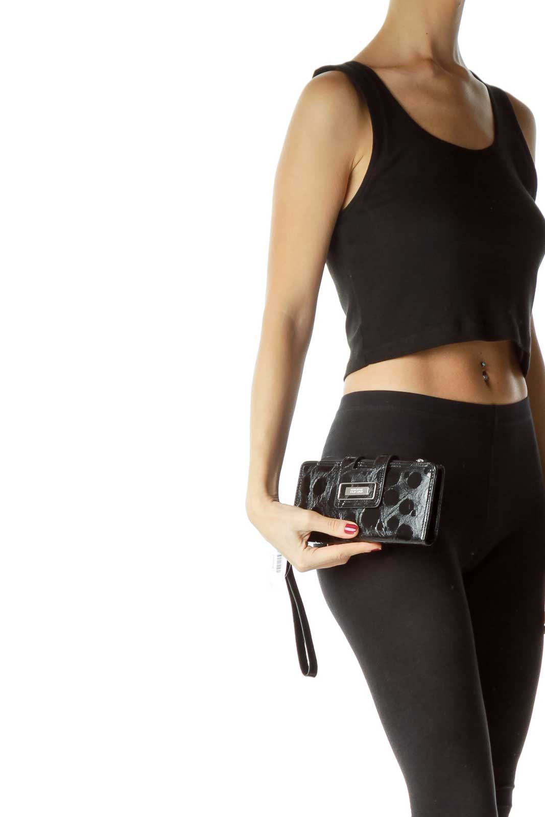 Black Patent Textured Wristlet