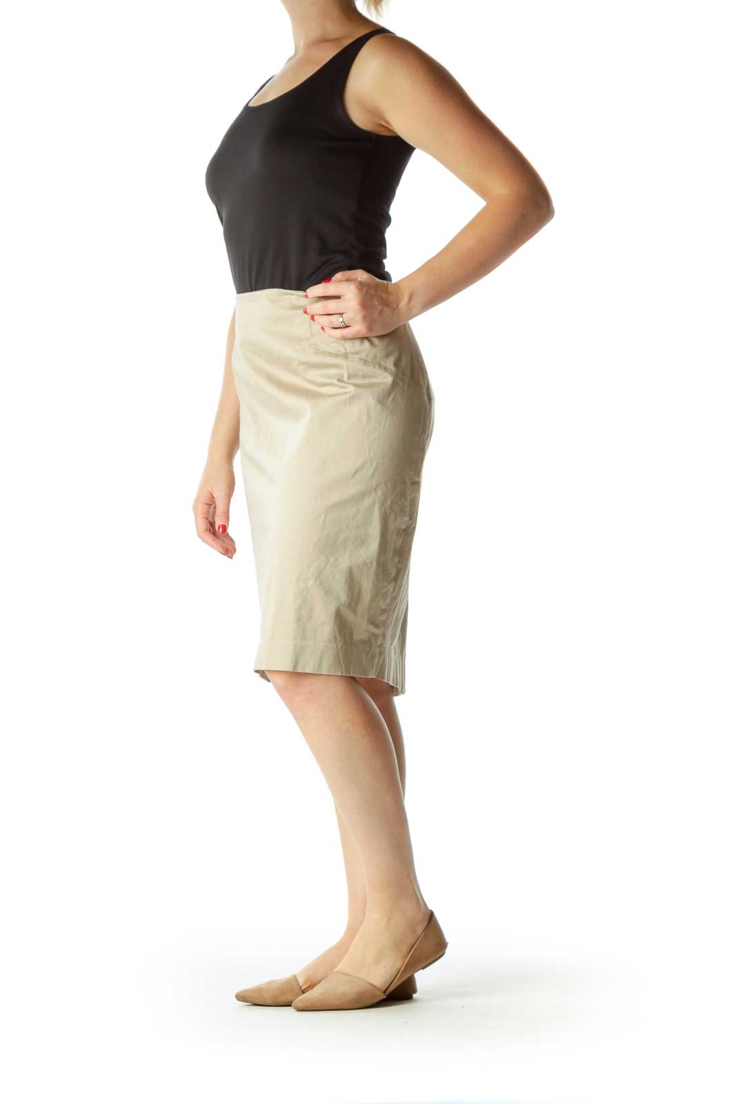 Beige Pencil Skirt