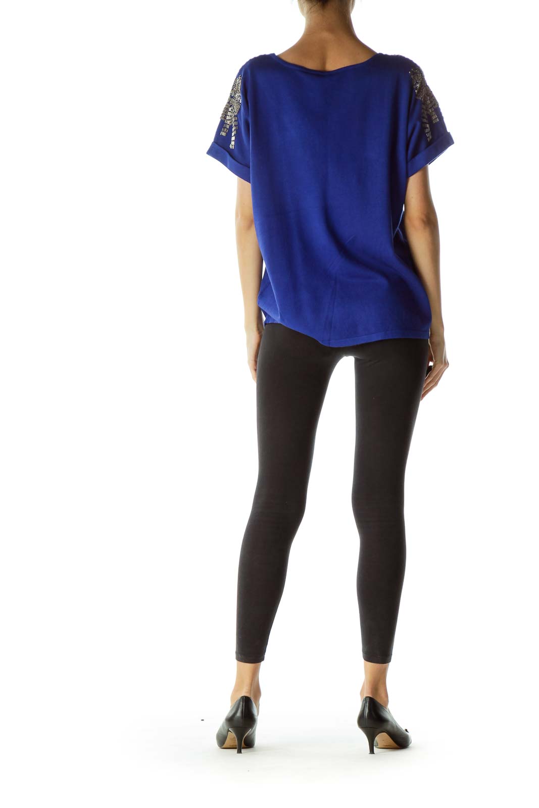 Electric Blue Embellished Knit Top