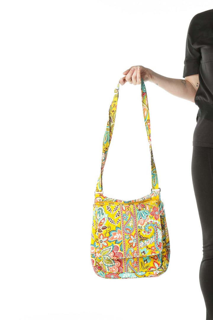 Multicolored Printed Quilted Crossbody Bag