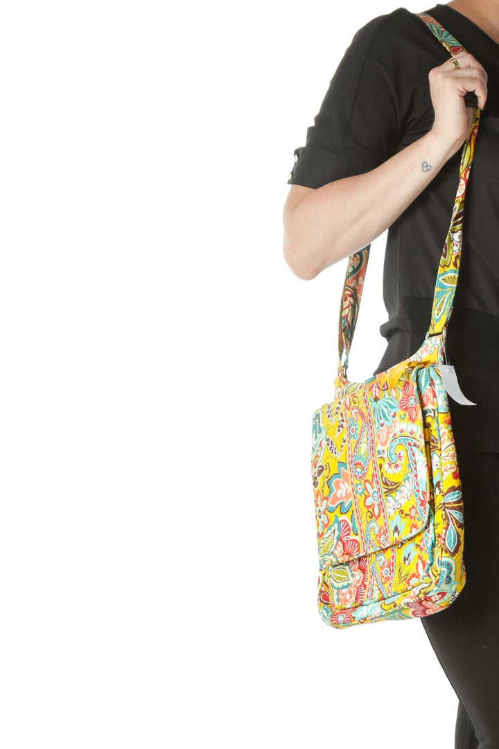 Multicolored Printed Quilted Crossbody Bag