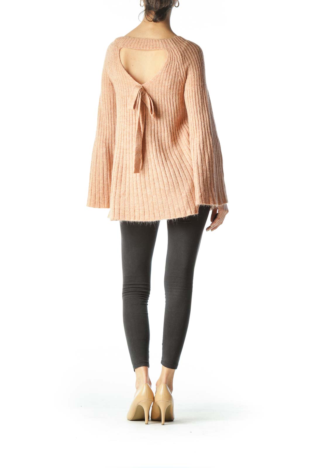 Orange Bell-Sleeve Knit Sweater