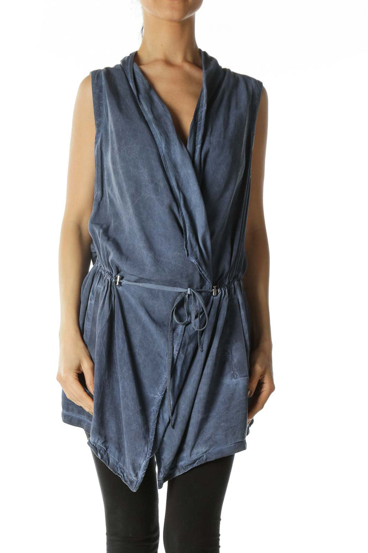 Denim Blue Waist Tie Vest Dress