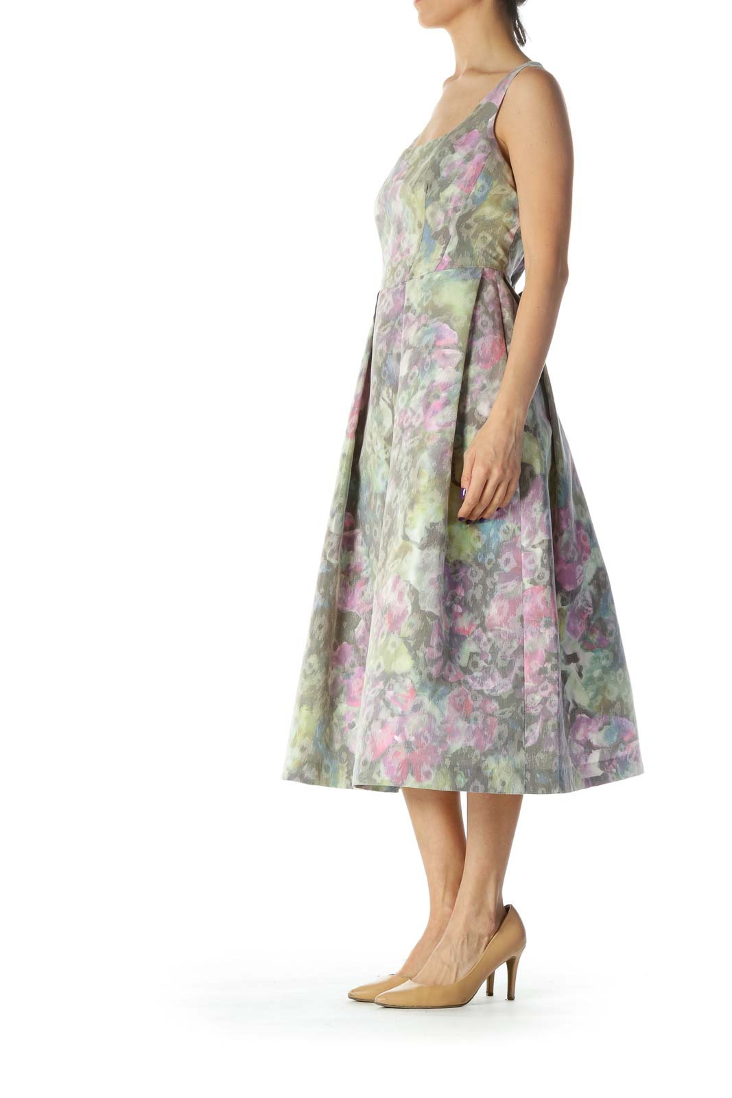 Multicolor Floral Print Evening Dress