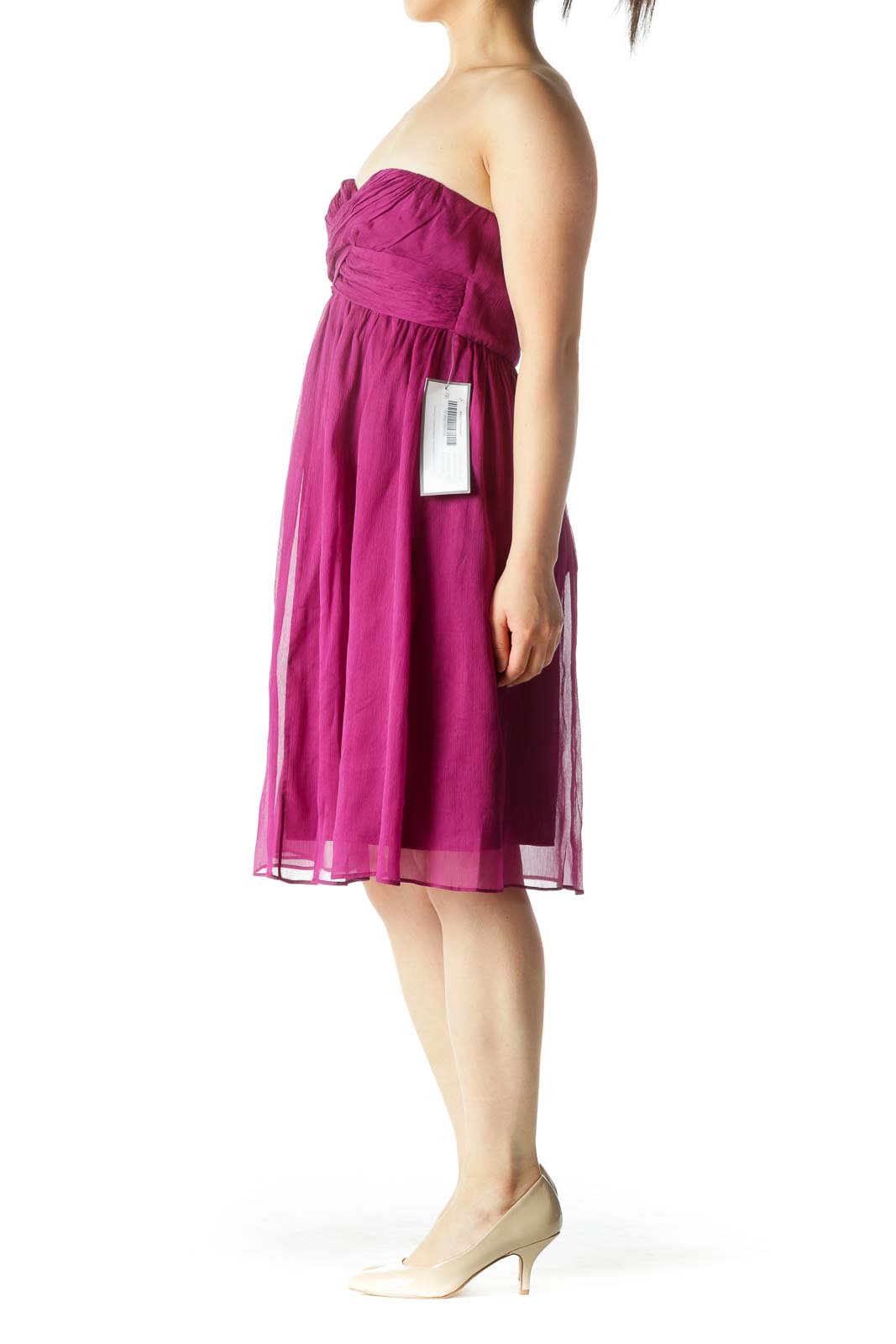 Purple Pleated Silk Cocktail Dress