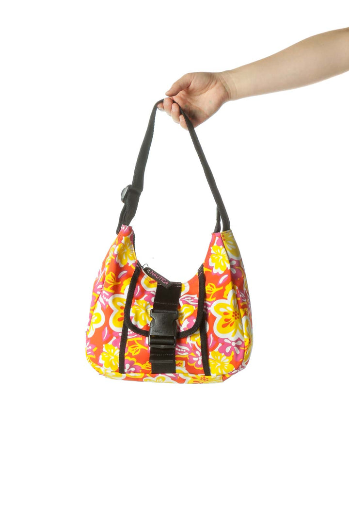 Orange Print Nylon Bag