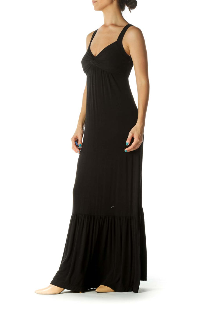 Black Flared Stretch Maxi Dress