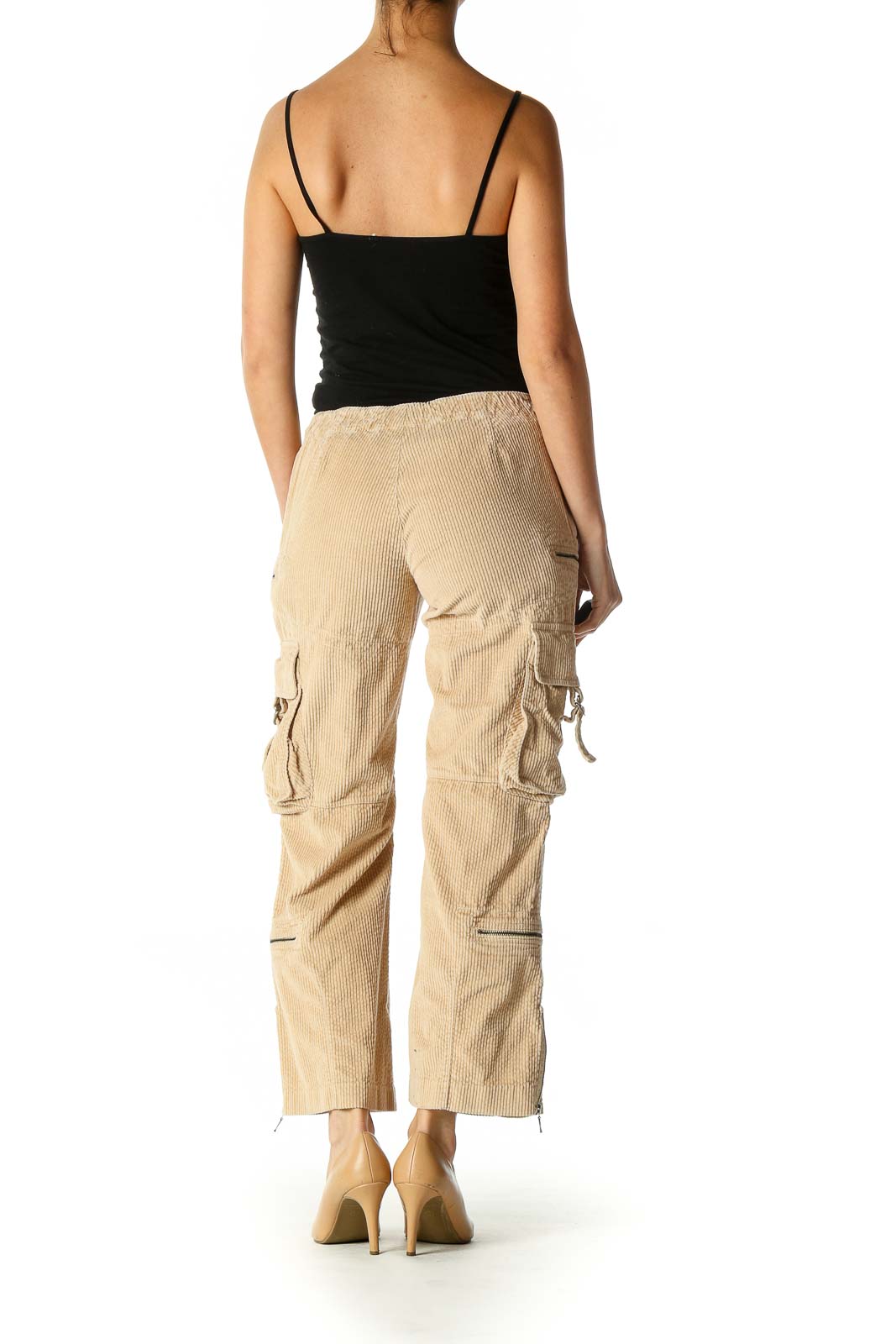 Beige Corduroy Cargo Pants