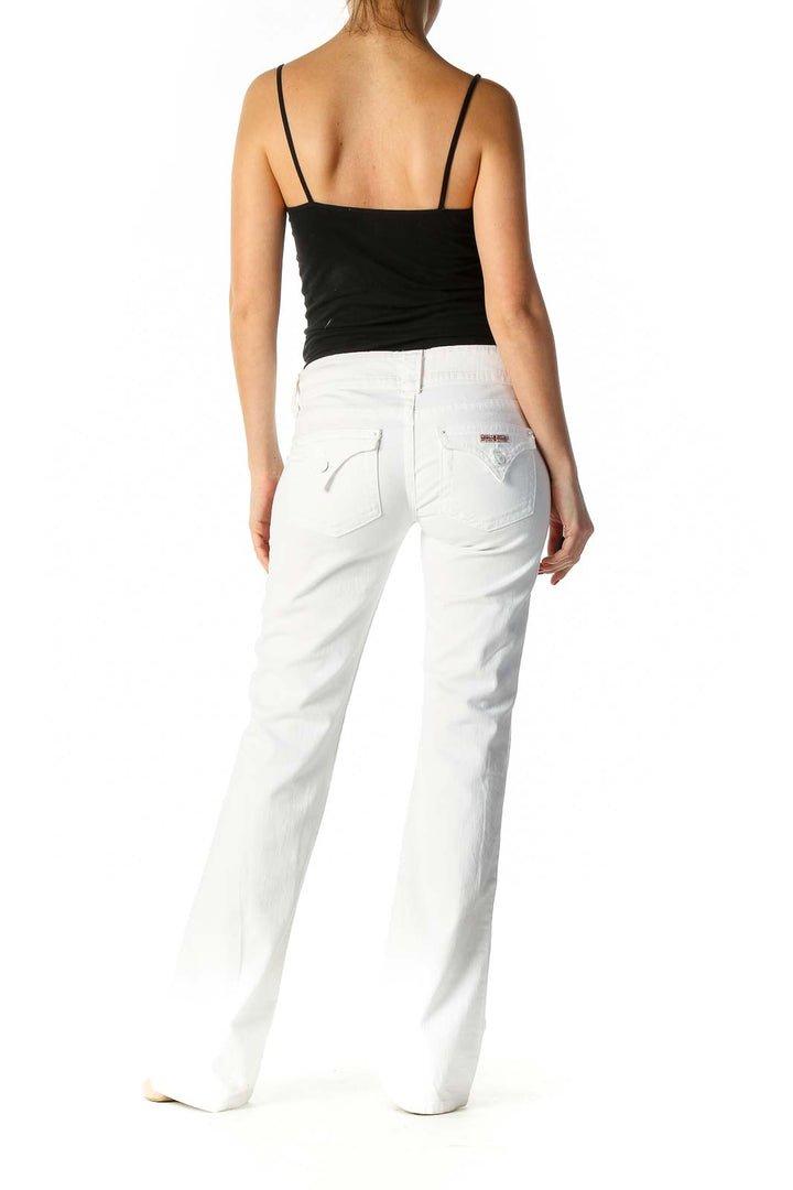 White Low Waist Bootcut Jeans