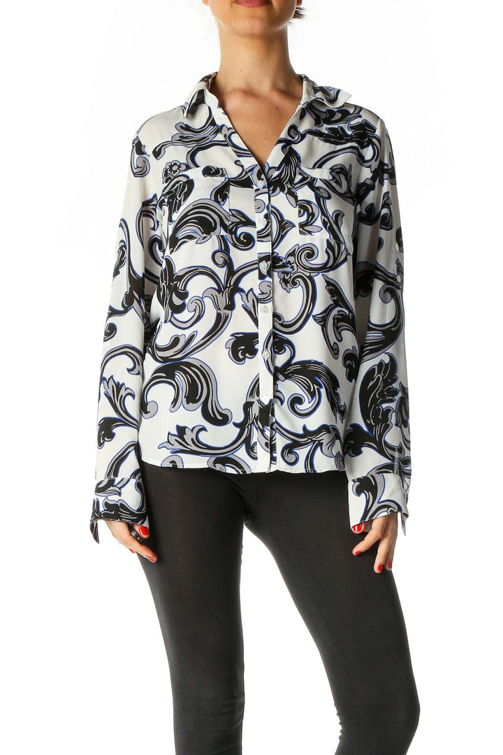 White Paisley Casual Blouse