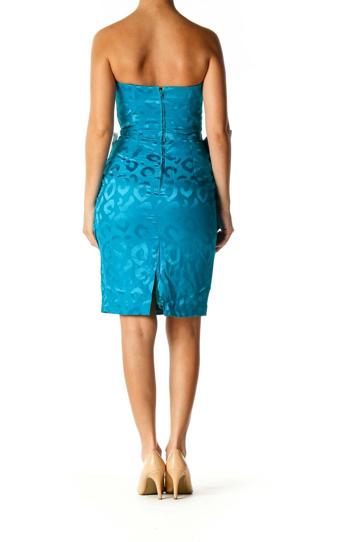 Blue Animal Print Cocktail Sheath Dress