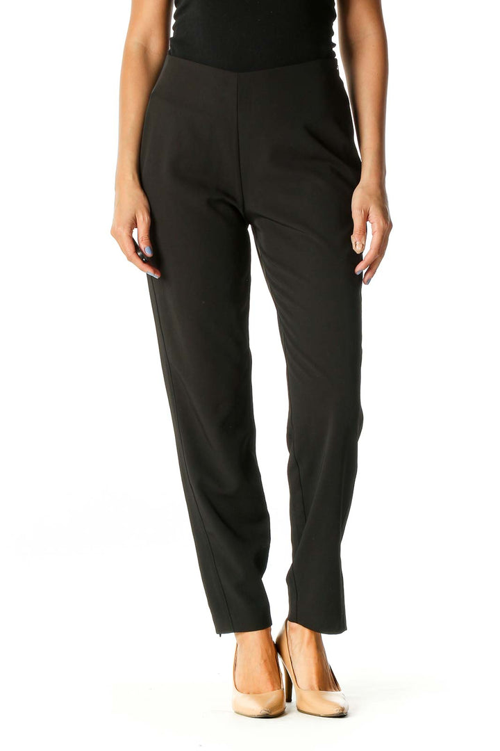 Black Solid Classic Trousers