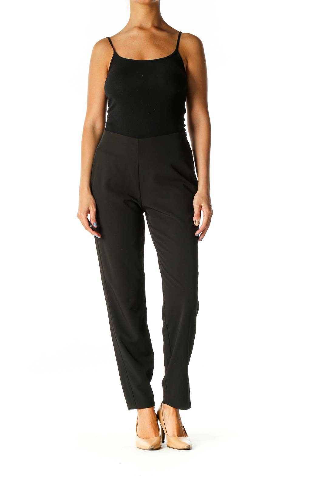 Black Solid Classic Trousers