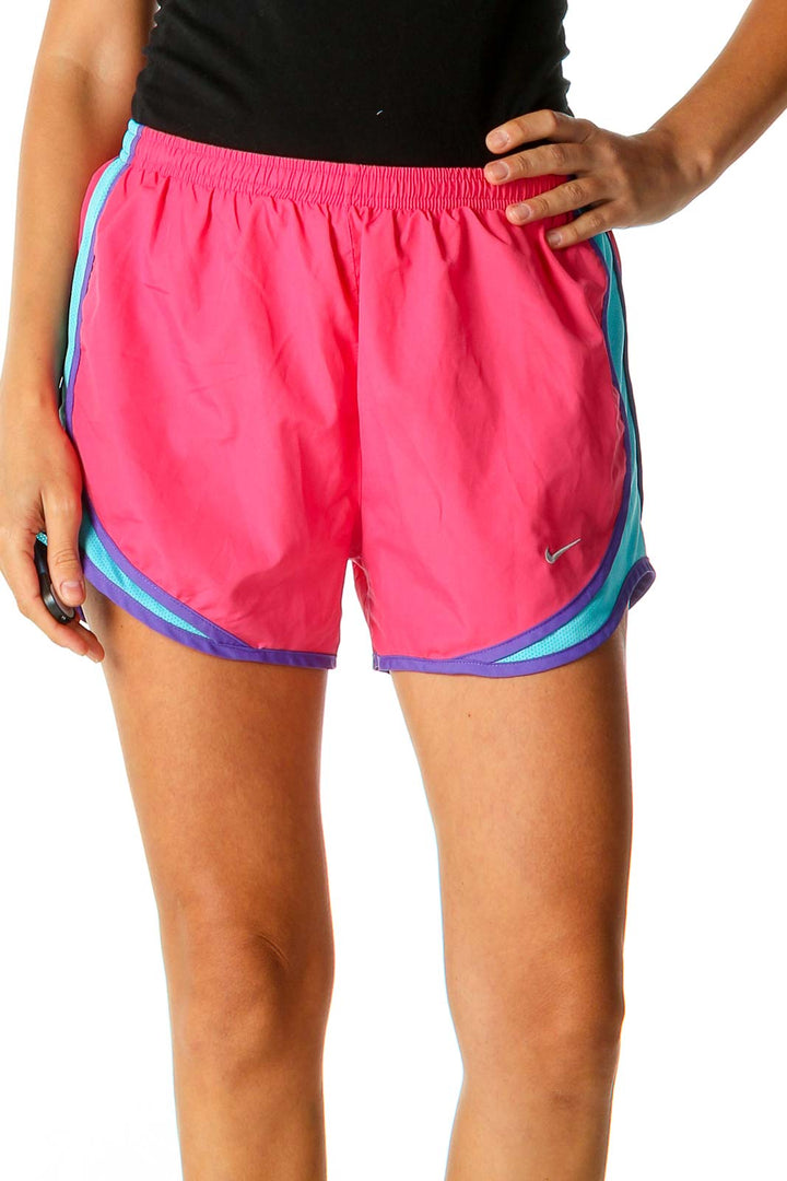 Pink Colorblock Activewear Shorts