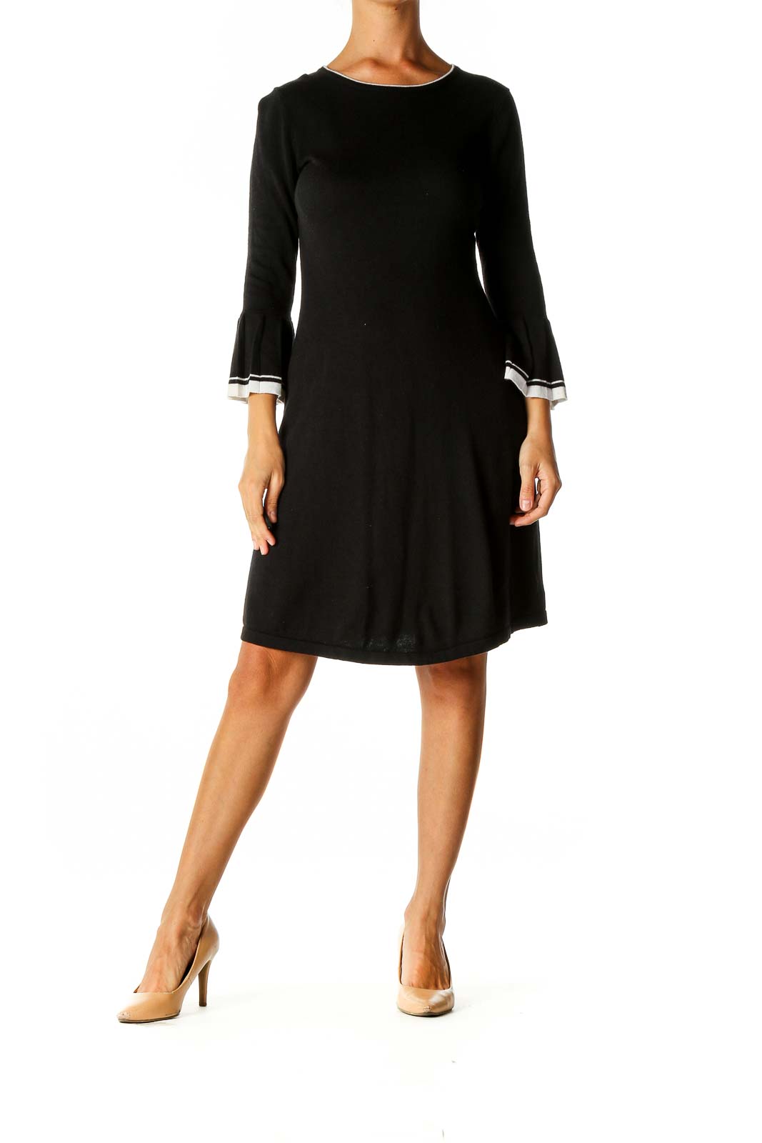 Black Solid Casual A-Line Dress