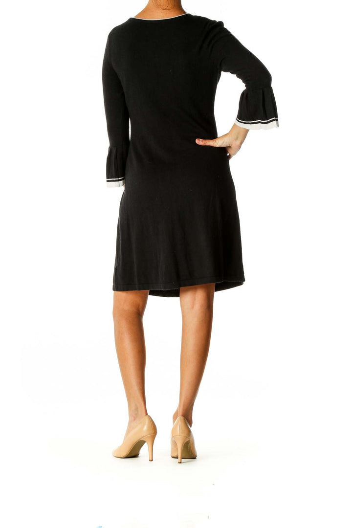 Black Solid Casual A-Line Dress