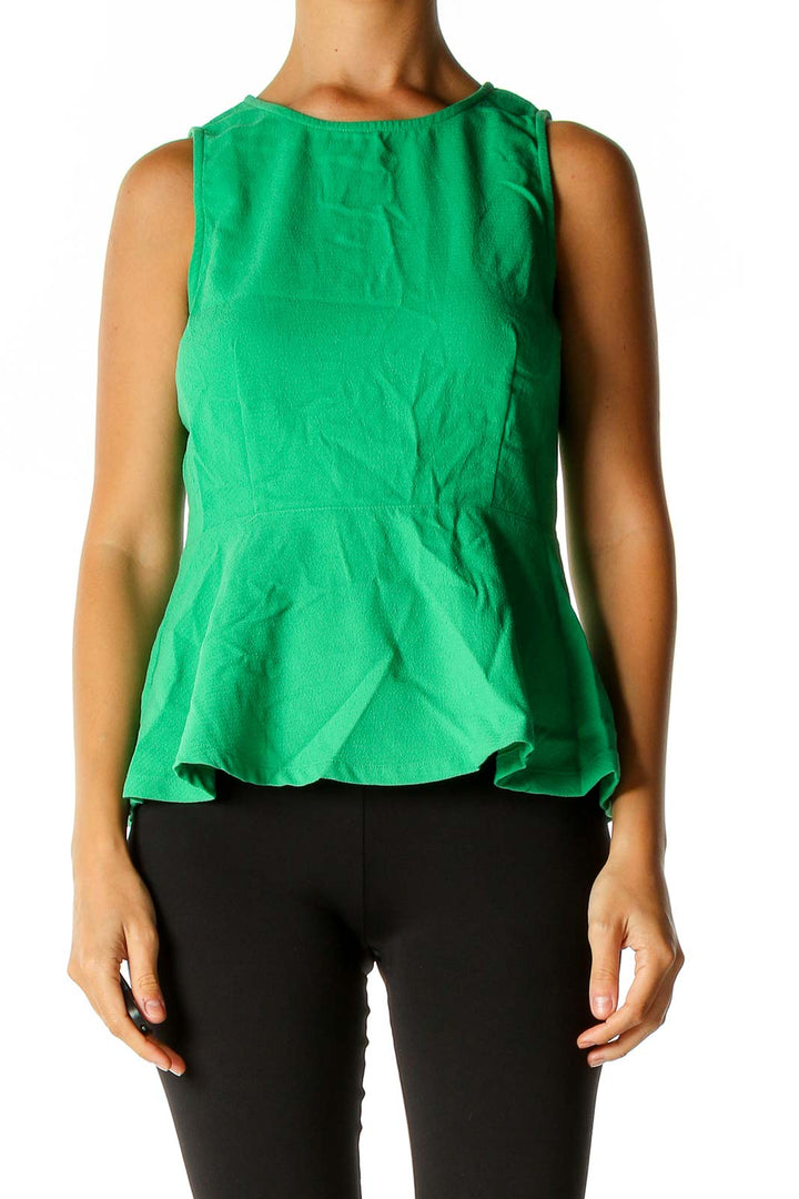 Green Solid Casual Blouse