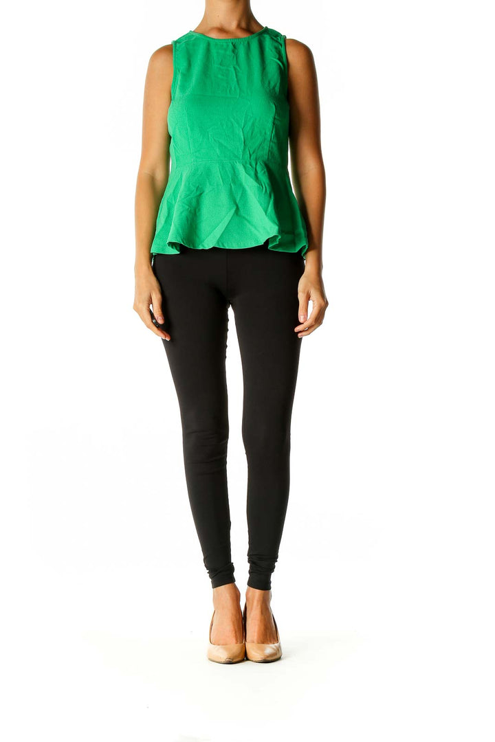 Green Solid Casual Blouse