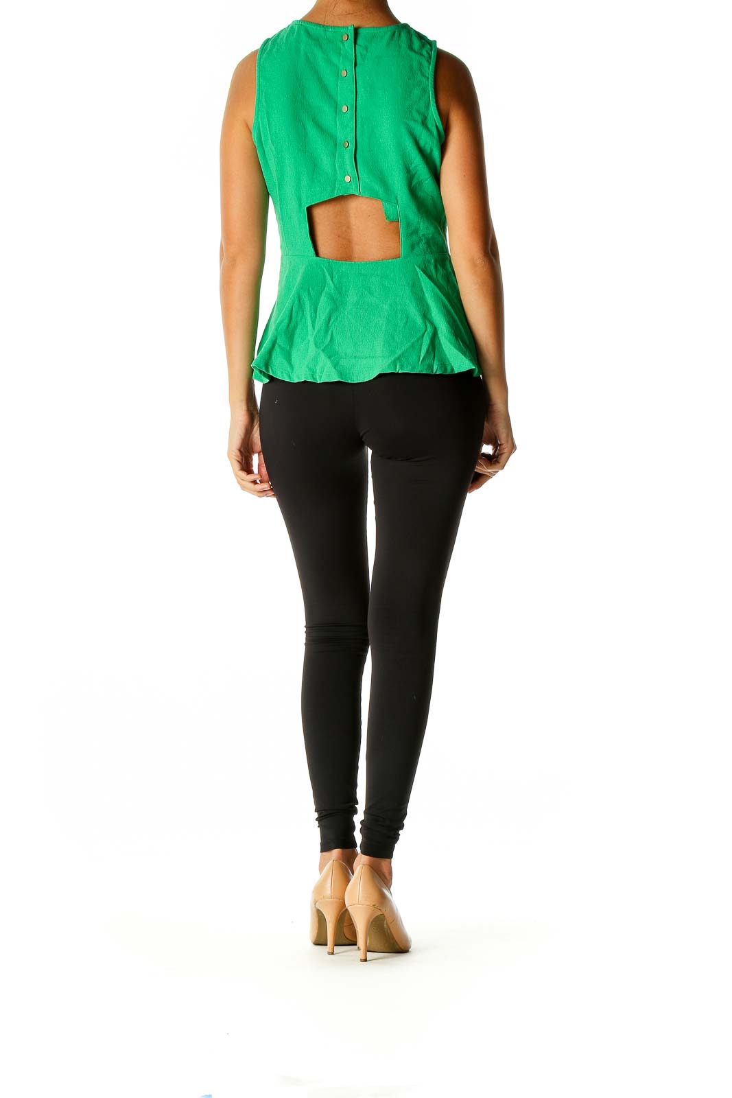 Green Solid Casual Blouse