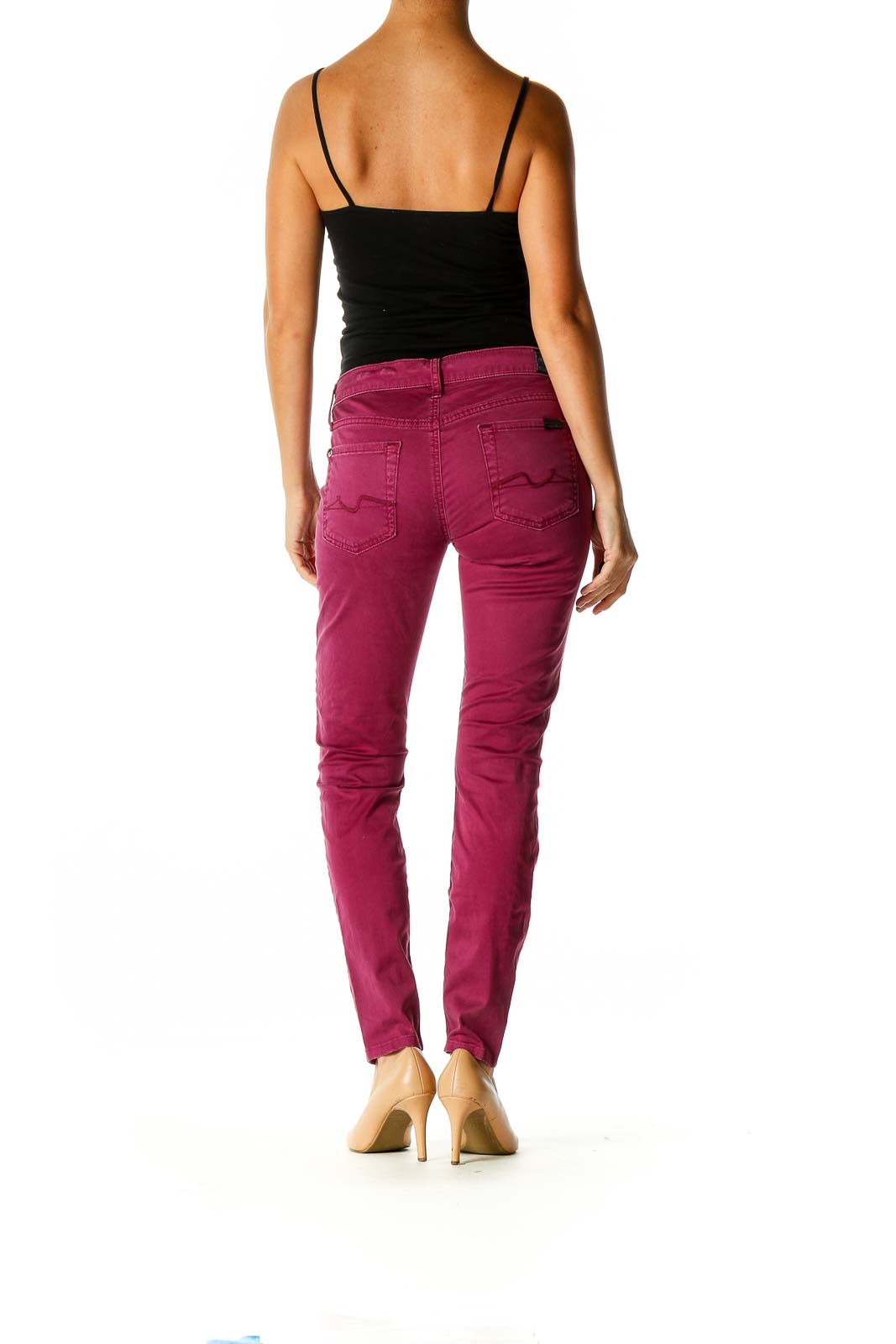 Pink Solid Casual Jeans