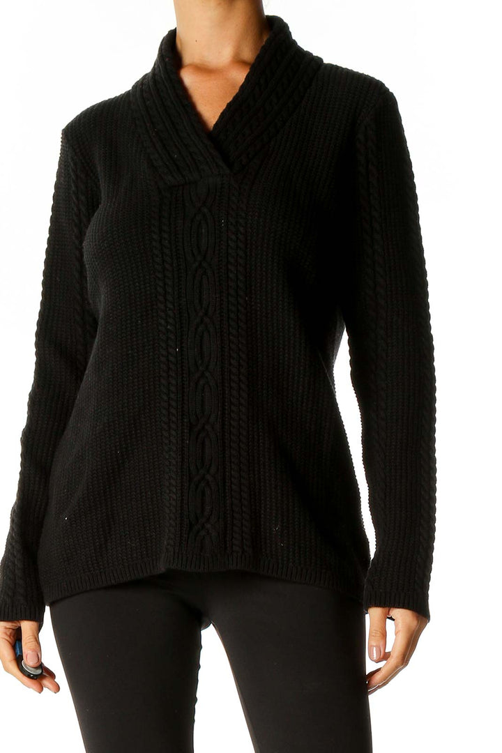 Black Textured Classic Sweater