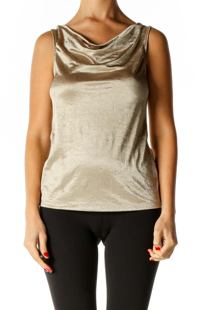 Beige Solid Chic Tank Top