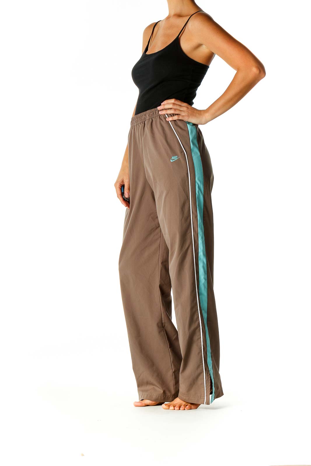 Brown Solid Casual Sweatpants