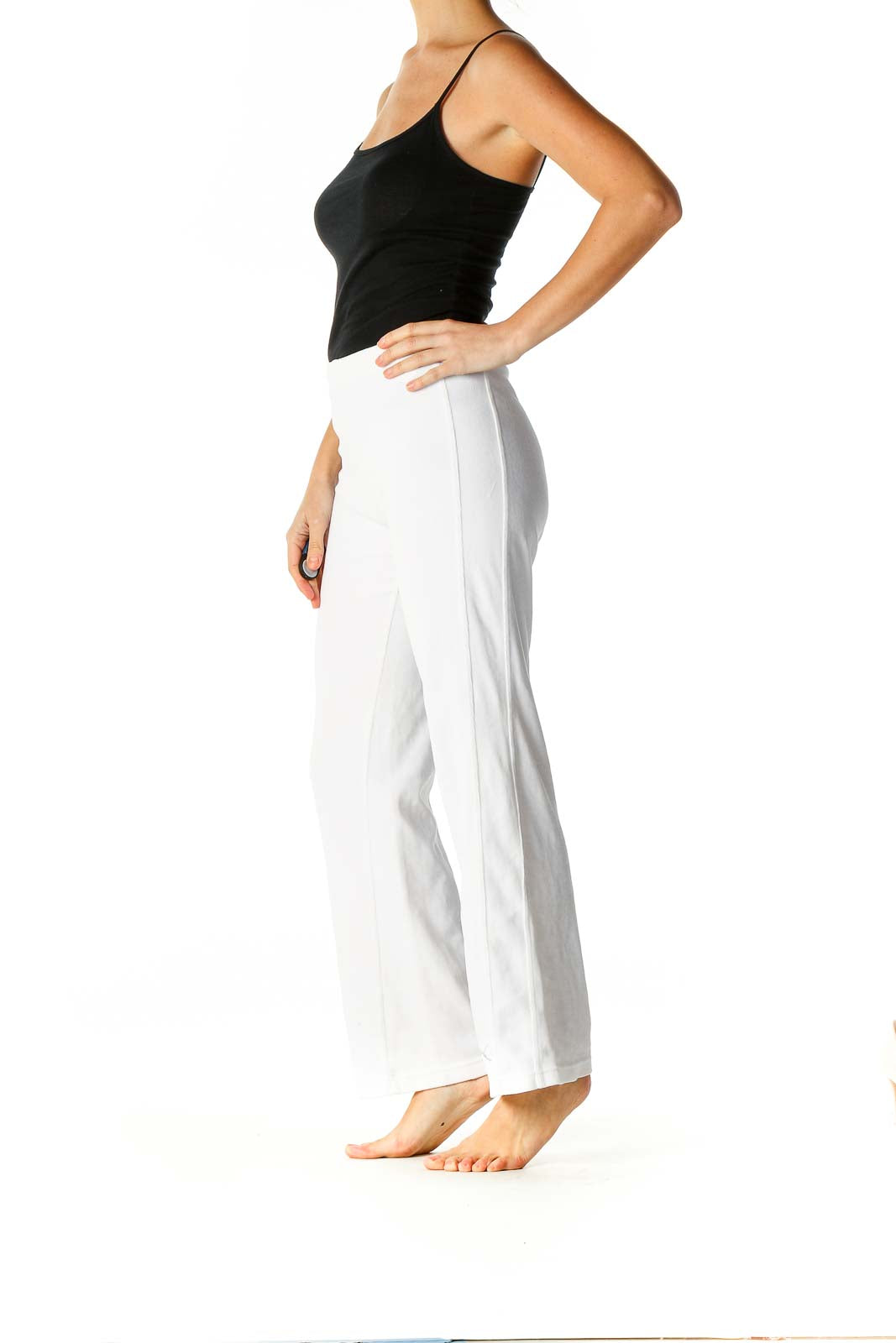 White Textured Activewear Trousers