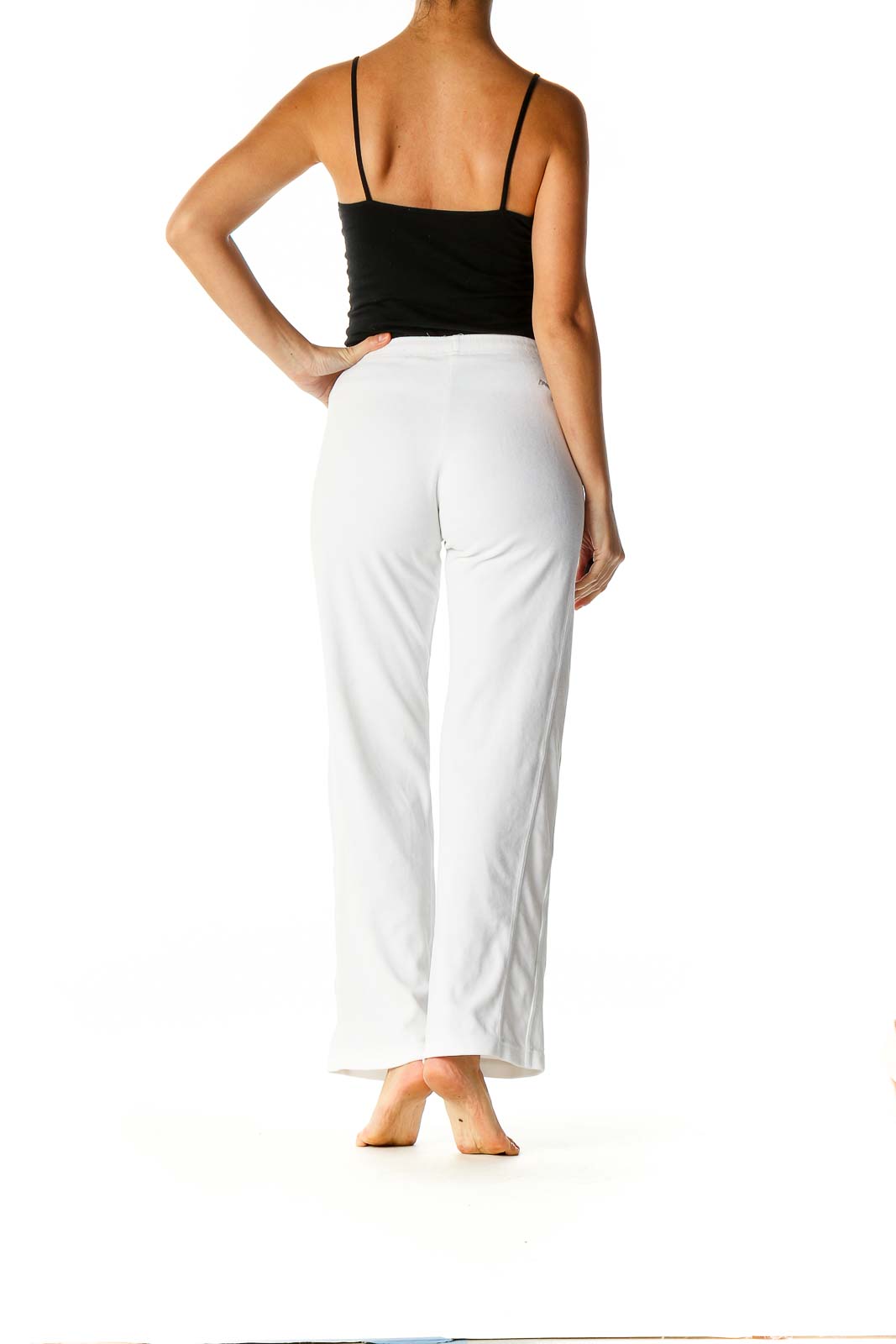 White Textured Activewear Trousers