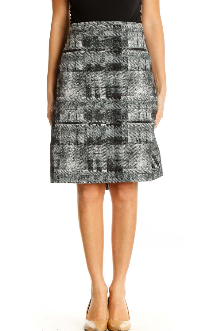 Black Printed All Day Wear A-Line Skirt