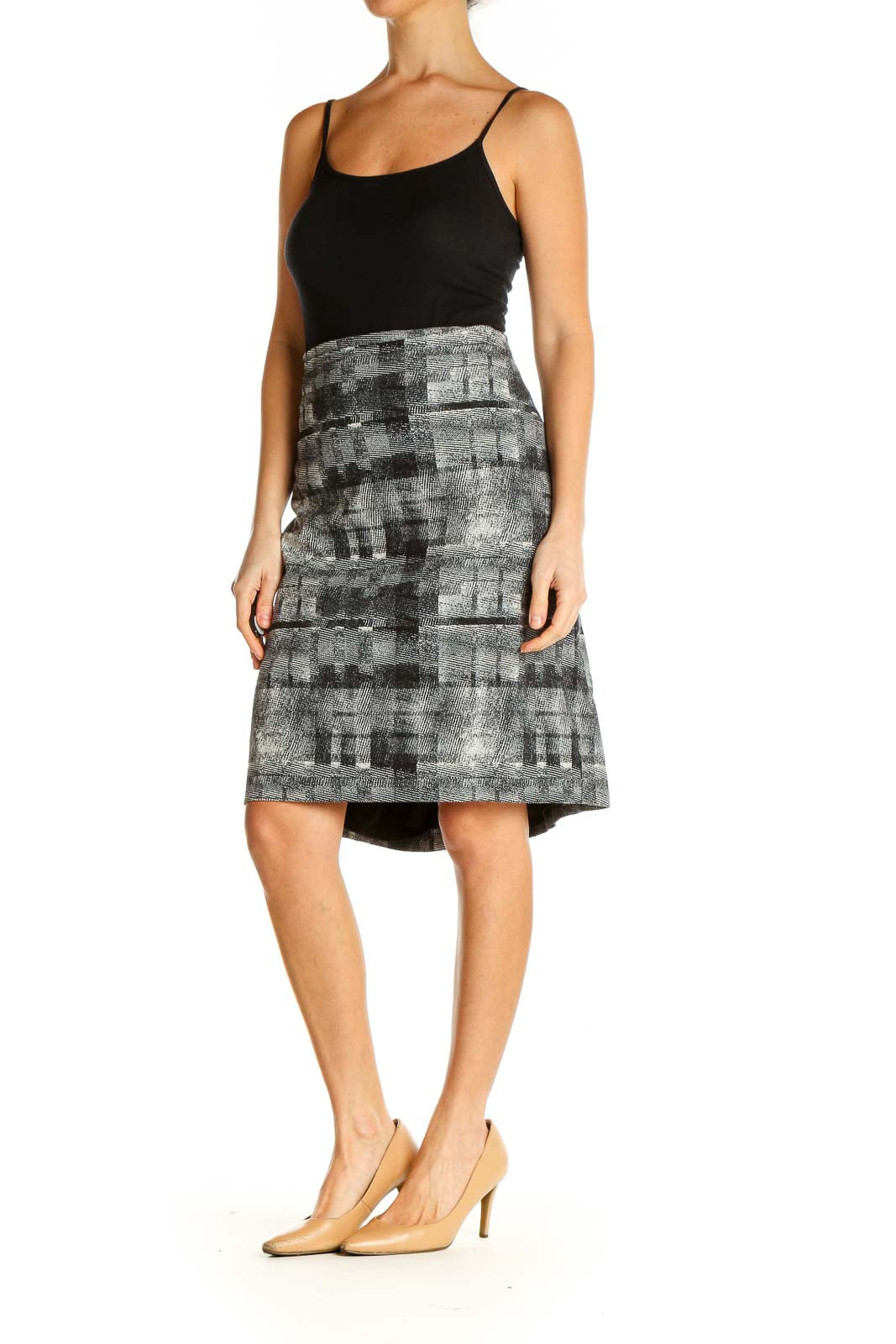 Black Printed All Day Wear A-Line Skirt