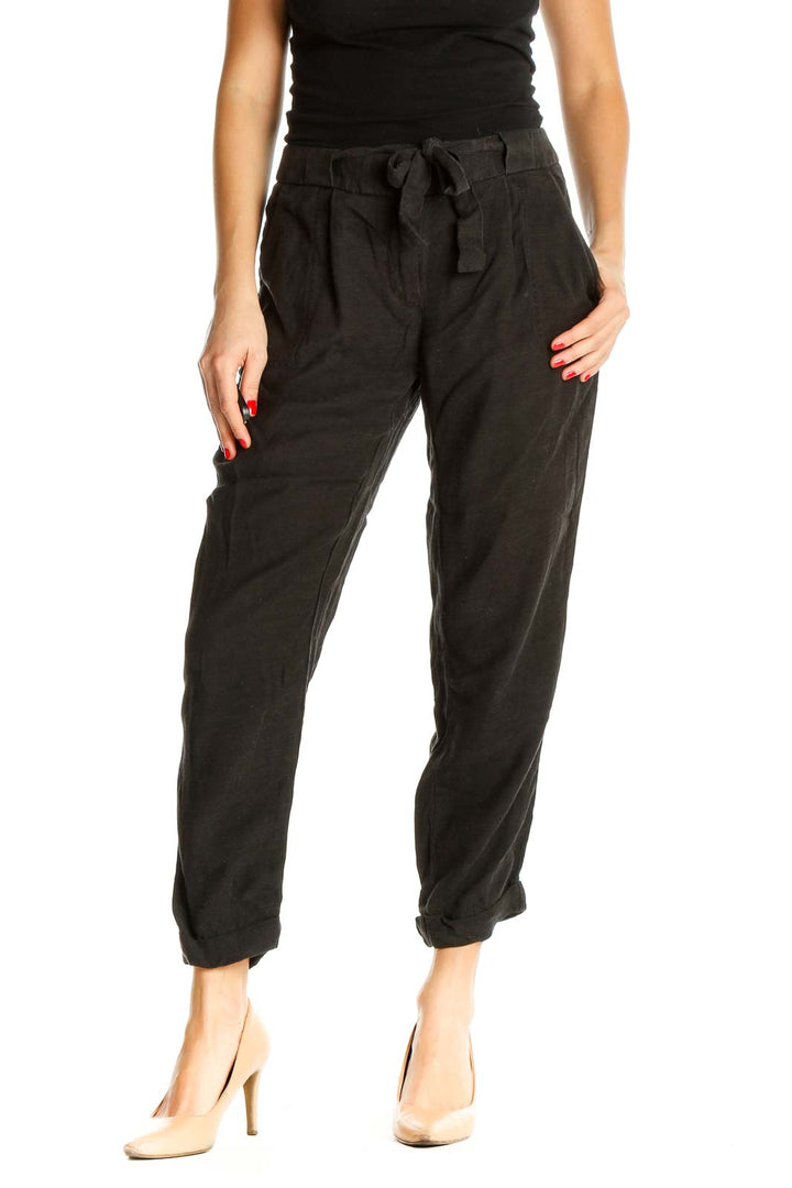 Black Solid Casual Trousers