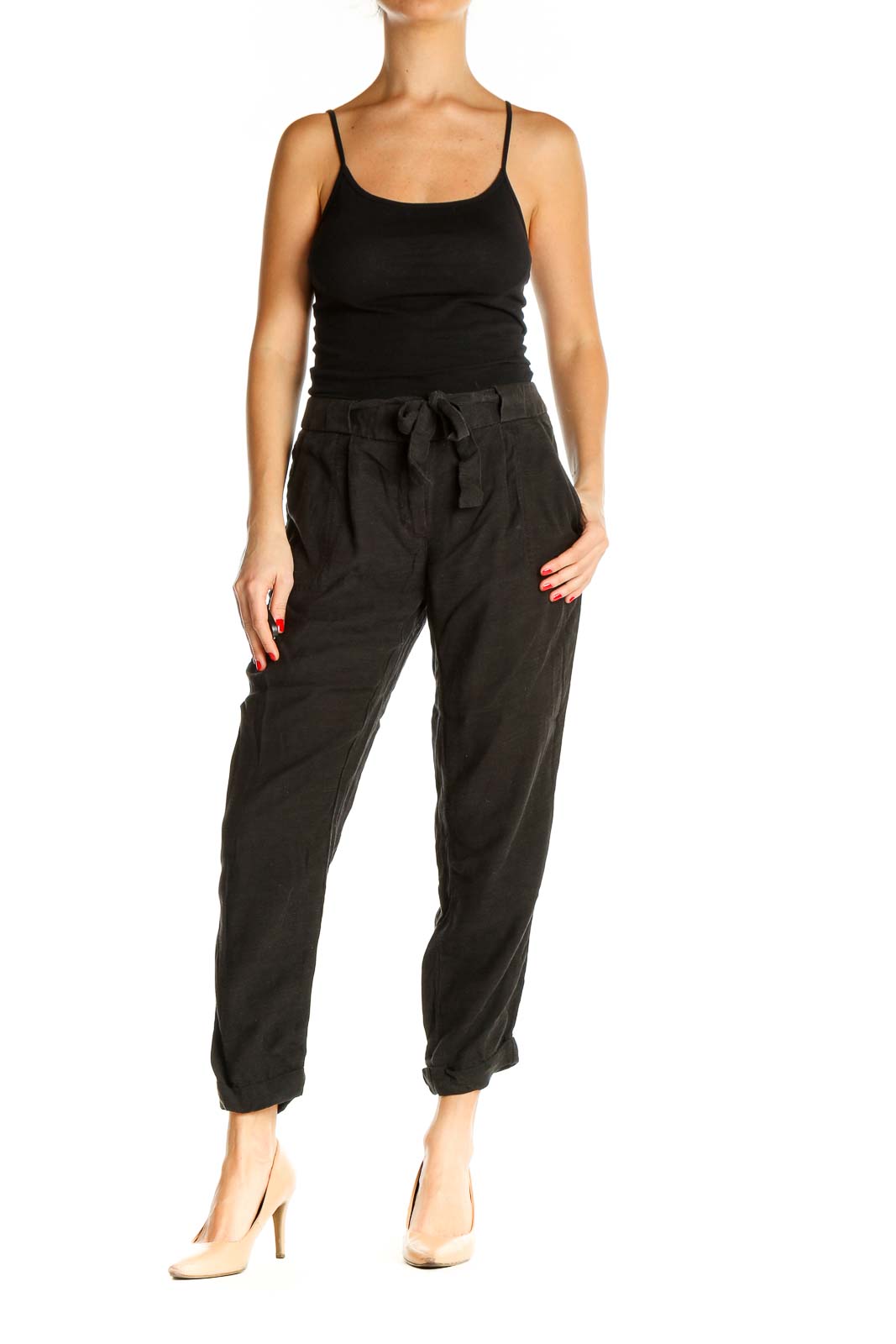 Black Solid Casual Trousers