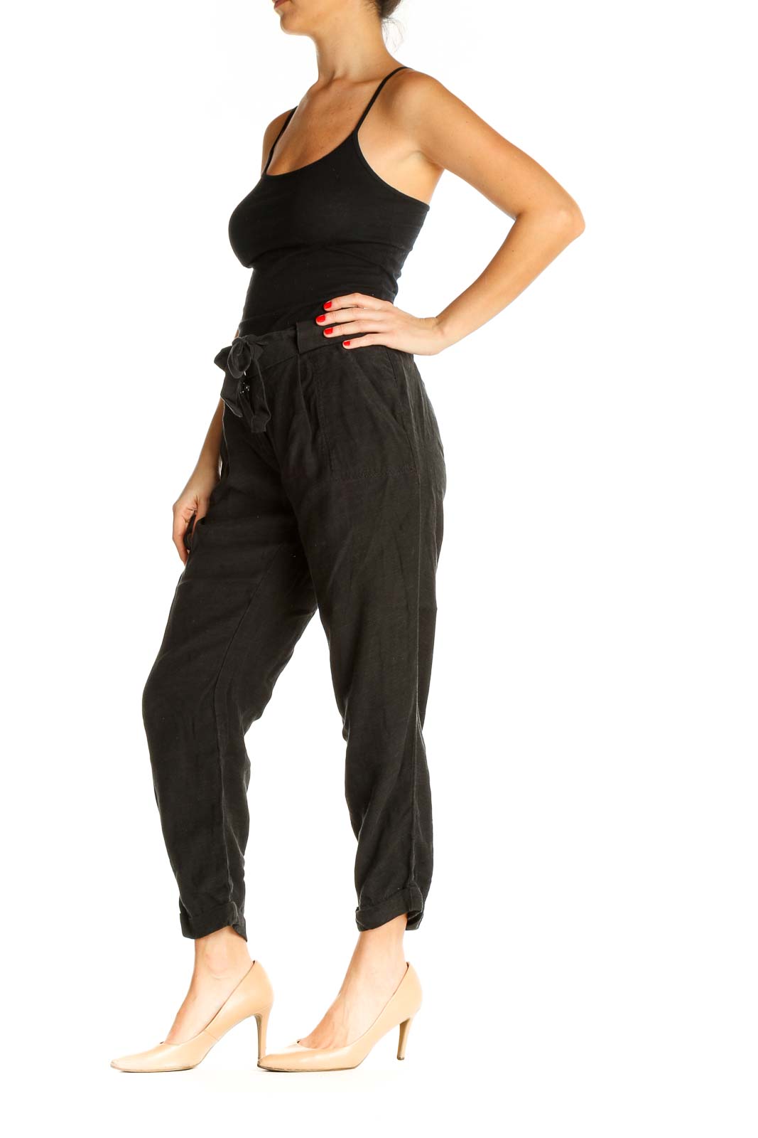 Black Solid Casual Trousers