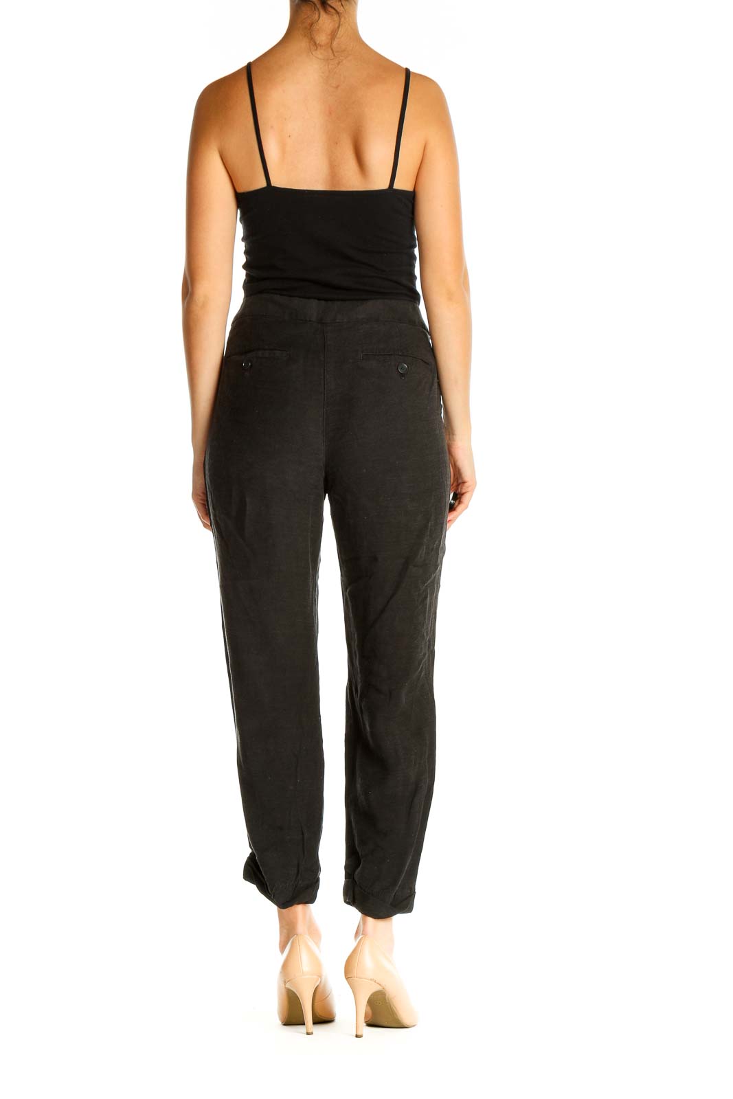 Black Solid Casual Trousers