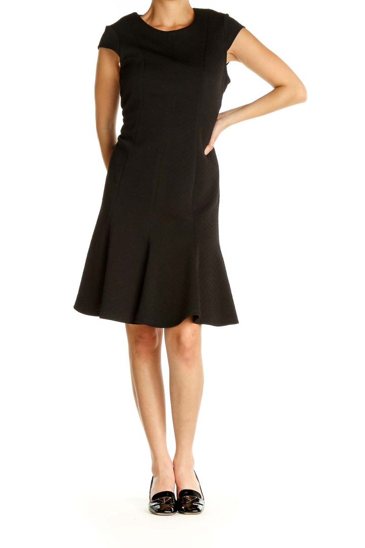 Black Solid Classic Fit & Flare Dress