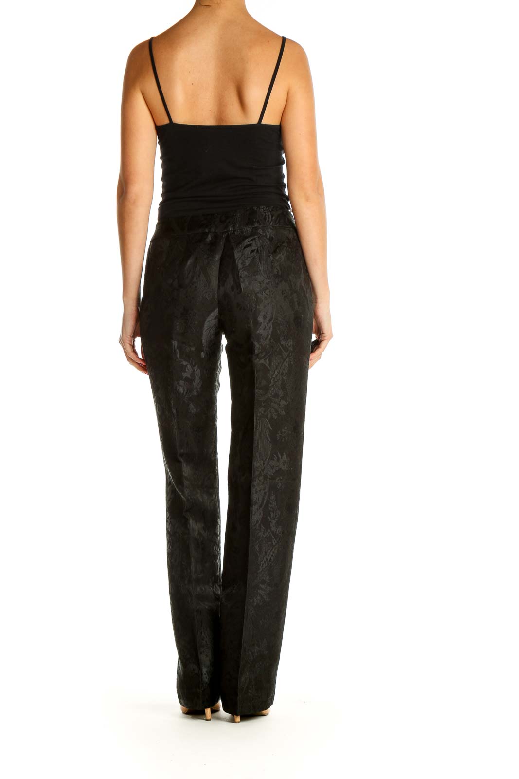 Black Floral Embossed Trousers